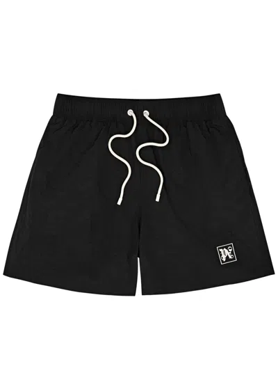 Palm Angels Monogram Swim Shorts In Black