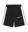 Palm Angels Kids Logo Tape Track Shorts In Black