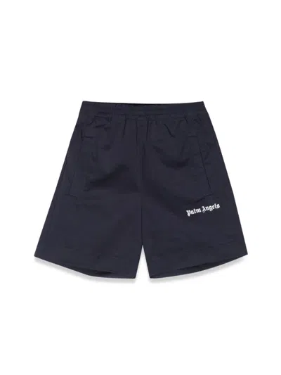 Palm Angels Logo Shorts In Blue
