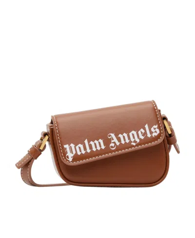 Palm Angels Logo Shoulder Bag In Brown