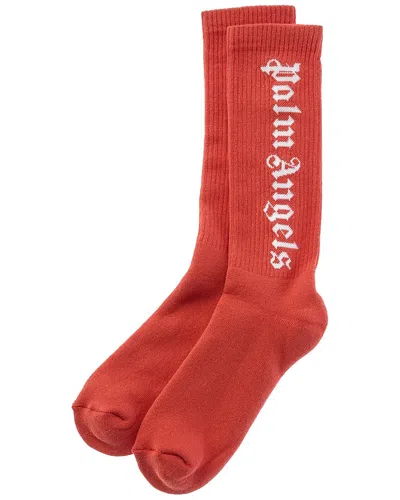 Palm Angels Logo Socks In Brown