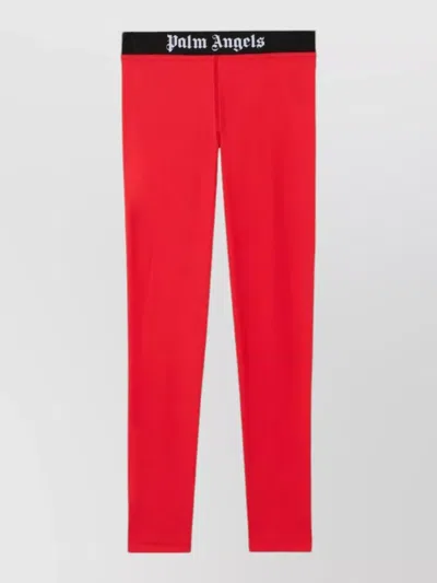 Palm Angels Logo Sport Leggings Elastic Waistband Stretch In Red