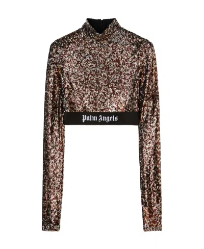PALM ANGELS PALM ANGELS SEQUIN EMBELLISHED CROPPED TOP