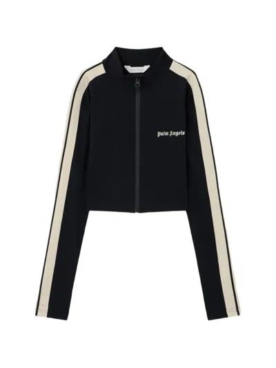 Palm Angels Logo Stripe Sweatshirt In Black