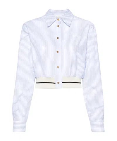 Palm Angels Logo Striped Shirt In White