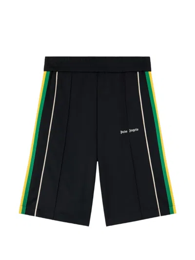 Palm Angels Logo Striped Shorts In Black