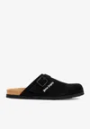 Palm Angels Logo Printed Round Toe Slippers In Black
