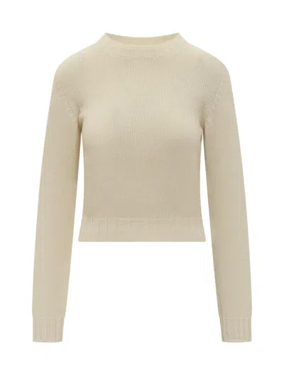Palm Angels Curved Logo Sweater Pink White In Beige