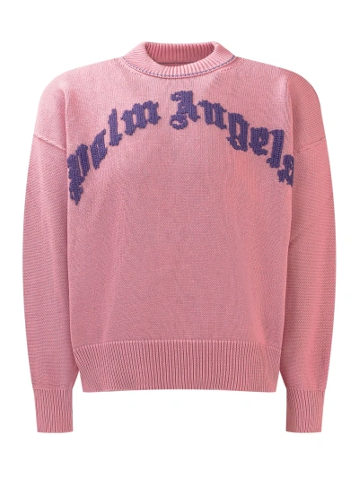 Palm Angels Kids' Logo Sweater In Rose Quart