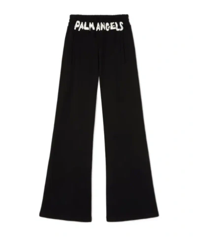 Palm Angels Logo Sweatpants In 1003 Black - Off White