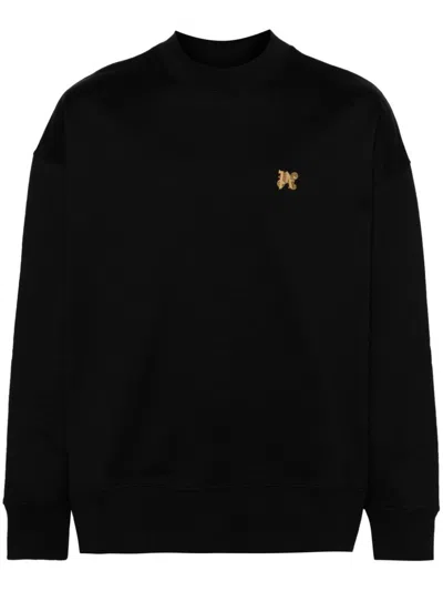 Palm Angels Black Plaque Sweatshirt In Black  