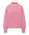 Palm Angels Pink Sweatshirt With Embroidered Logo In Pink