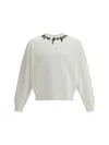 Palm Angels White Cotton Sweatshirt In White