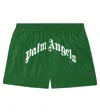 Palm Angels Logo Swim Trunks In Green