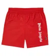 Palm Angels Logo Swim Trunks In Red