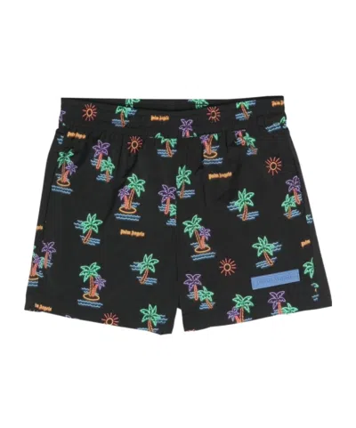 Palm Angels Logo Swimming Trunks In Black