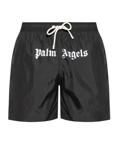 PALM ANGELS PALM ANGELS LOGO PRINTED DRAWSTRING SWIM SHORTS