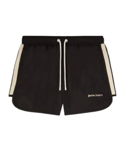 PALM ANGELS PALM ANGELS LOGO PRINTED DRAWSTRING SWIM SHORTS