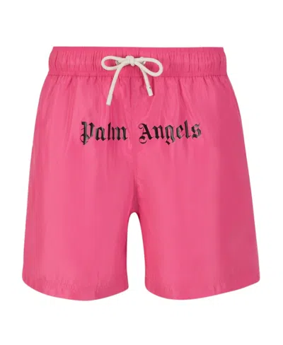 Palm Angels Logo Swimming Trunks In Pink