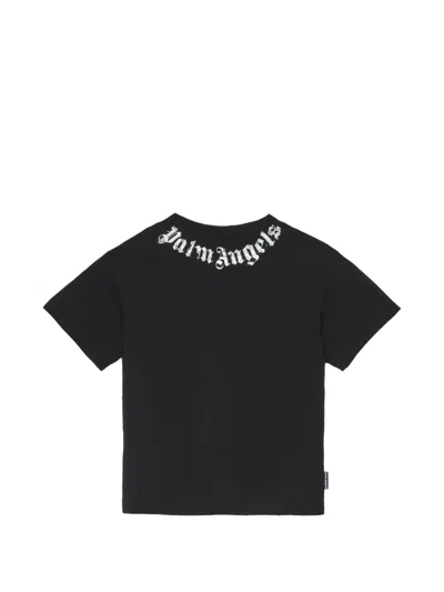 Palm Angels Kids' Logo T-shirt In Black