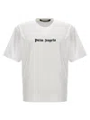 Palm Angels White Short-sleeved T-shirt With Monogram Pa Embroidery In Multicolor
