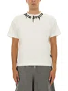 Palm Angels Classic Fit White Cotton T-shirt With Graphic Branding In White
