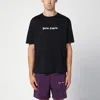 Palm Angels Blue Cotton T-shirt With Palm Print And Logo In White