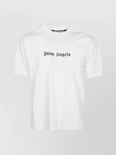 Palm Angels Logo T-shirt With Crew Neck And Straight Hem In White