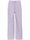 Palm Angels Logo-tag Striped Straight Trousers In Purple