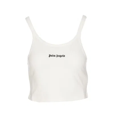 Palm Angels Logo Tank Top In Bianco