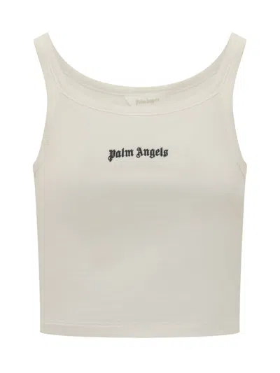 Palm Angels Logo Tank Top In Off White