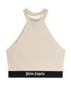 Palm Angels Logo-tape Halterneck Top In Nude
