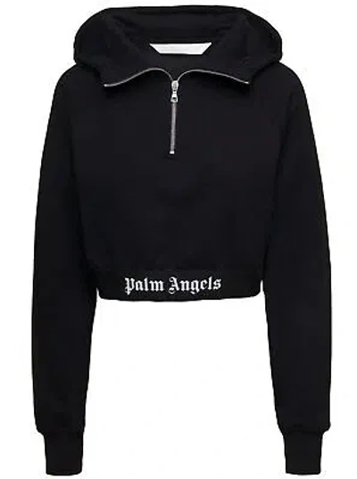 Pre-owned Palm Angels Logo Tape Hoodie In Black