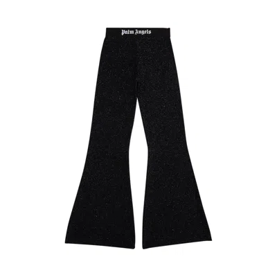 Pre-owned Palm Angels Logo Tape Lurex Pants 'black/black' | Women's Size S