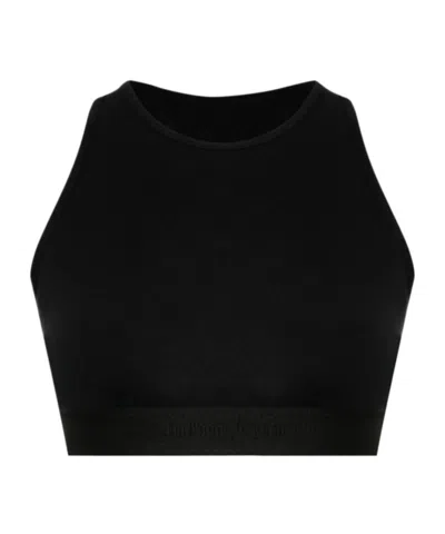 Palm Angels Logo-tape Racerback Cropped Bralette In Black