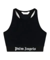 Palm Angels Logo Sport Top Black White In Black