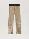 Palm Angels Sequin-design Flared Trousers In Gold