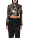 Palm Angels Women's Sequined Top | Size Medium | Pwab038 In Brown/black