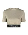 Palm Angels Logo Tape Short-sleeved Cropped T-shirt In Nude