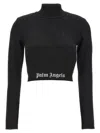Palm Angels Crop Top In Black Viscose Blend In Black