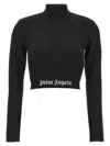 Palm Angels Crop Top In Black Viscose Blend In Black