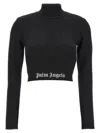 Palm Angels Crop Top In Black Viscose Blend