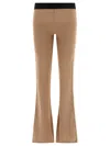 PALM ANGELS LOGO TAPE TROUSERS BEIGE