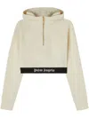 PALM ANGELS LOGO TAPE ZIPPED HOODY OFF WHITE BLACK