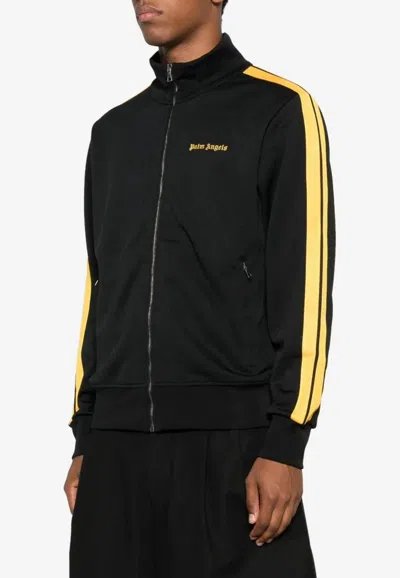 Palm Angels Black Color Block Mock Collar Jacket
