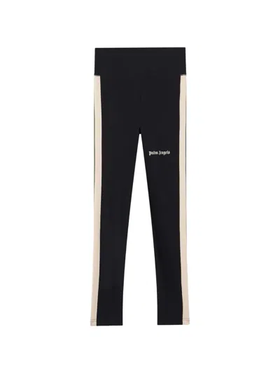 Palm Angels Black Leggings With Contrasting Stripes In Stretch Polyamide Woman