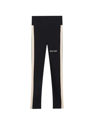 Palm Angels Black Leggings With Contrasting Stripes In Stretch Polyamide Woman