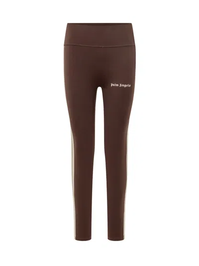 Palm Angels Logo Track Leggings In Mauve-rose Pink