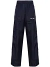 Palm Angels Logo-print Linen Track Pants In Blue