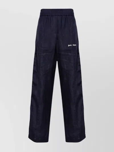Palm Angels Mid-waist Loose-fit Track Patns In Blue
